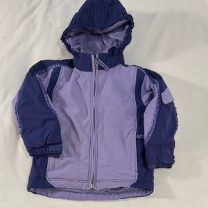 REI Tots 3T Purple Hooded Fleece Lined Winter Jacket Coat Scandi Flowers Warm